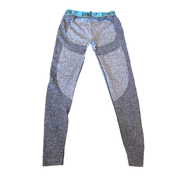GYM SHARK Grey Blue Waistband Flex Low Rise Leggings XS - Picture 2 of 4